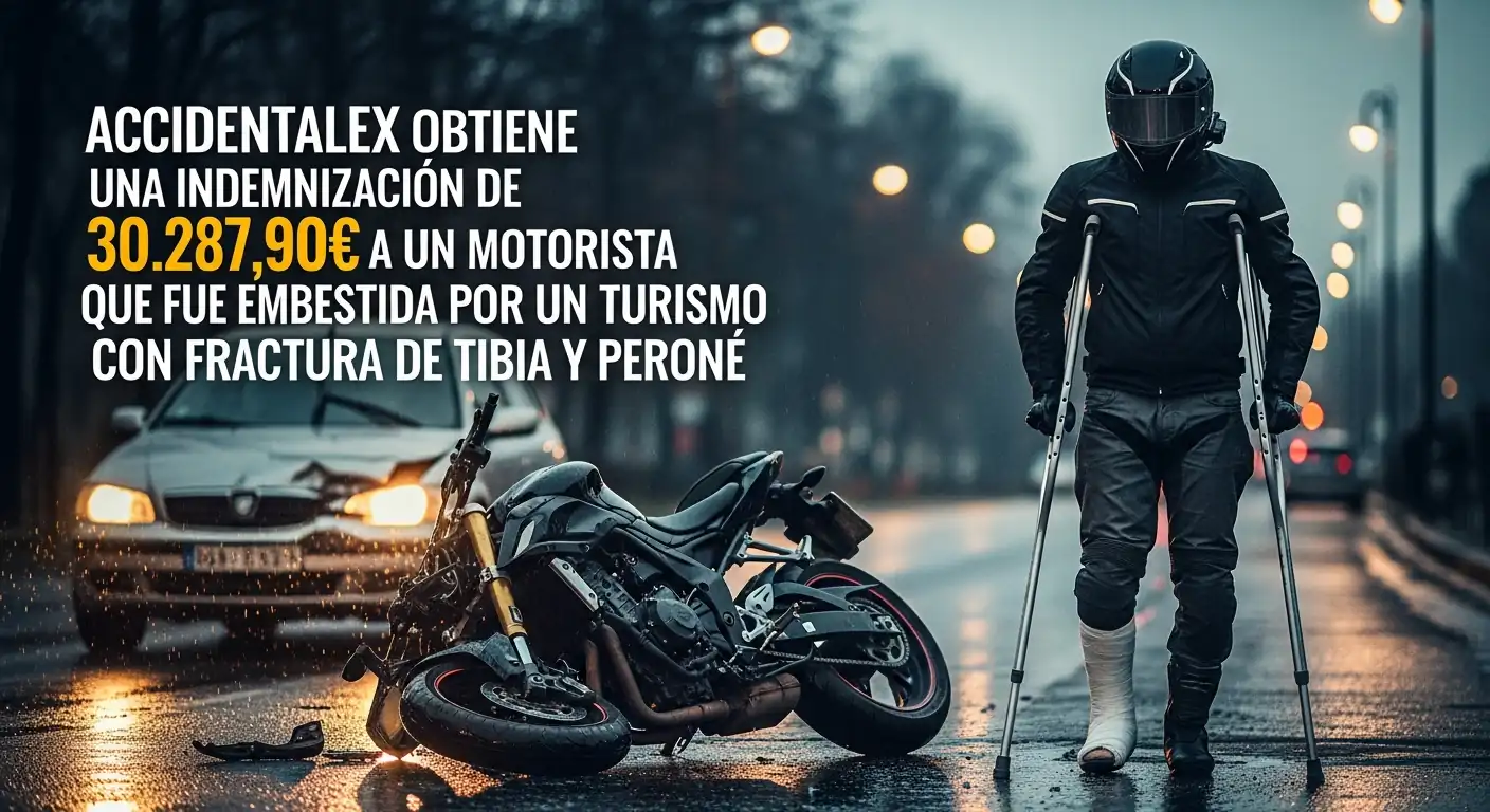Accidentalex obtiene una indemnización de 30.287,90€ a un motorista