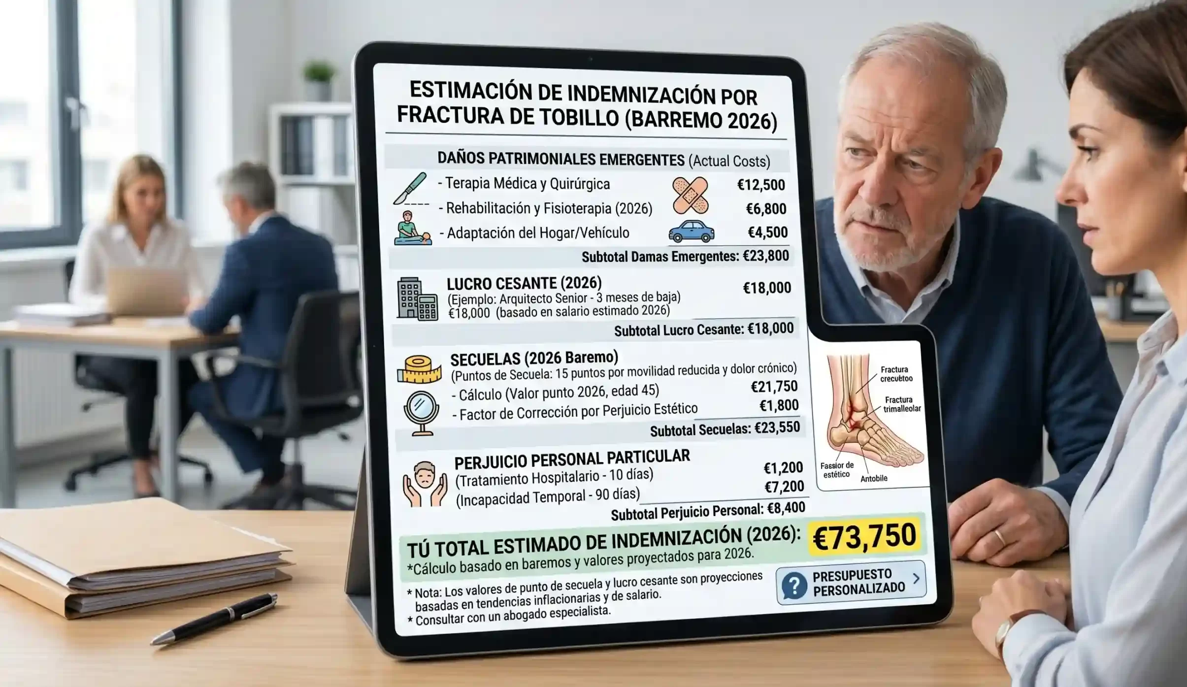 Cuanto cobraras por una fractura de tobillo tras un accidente de trafico en 2026 scaled
